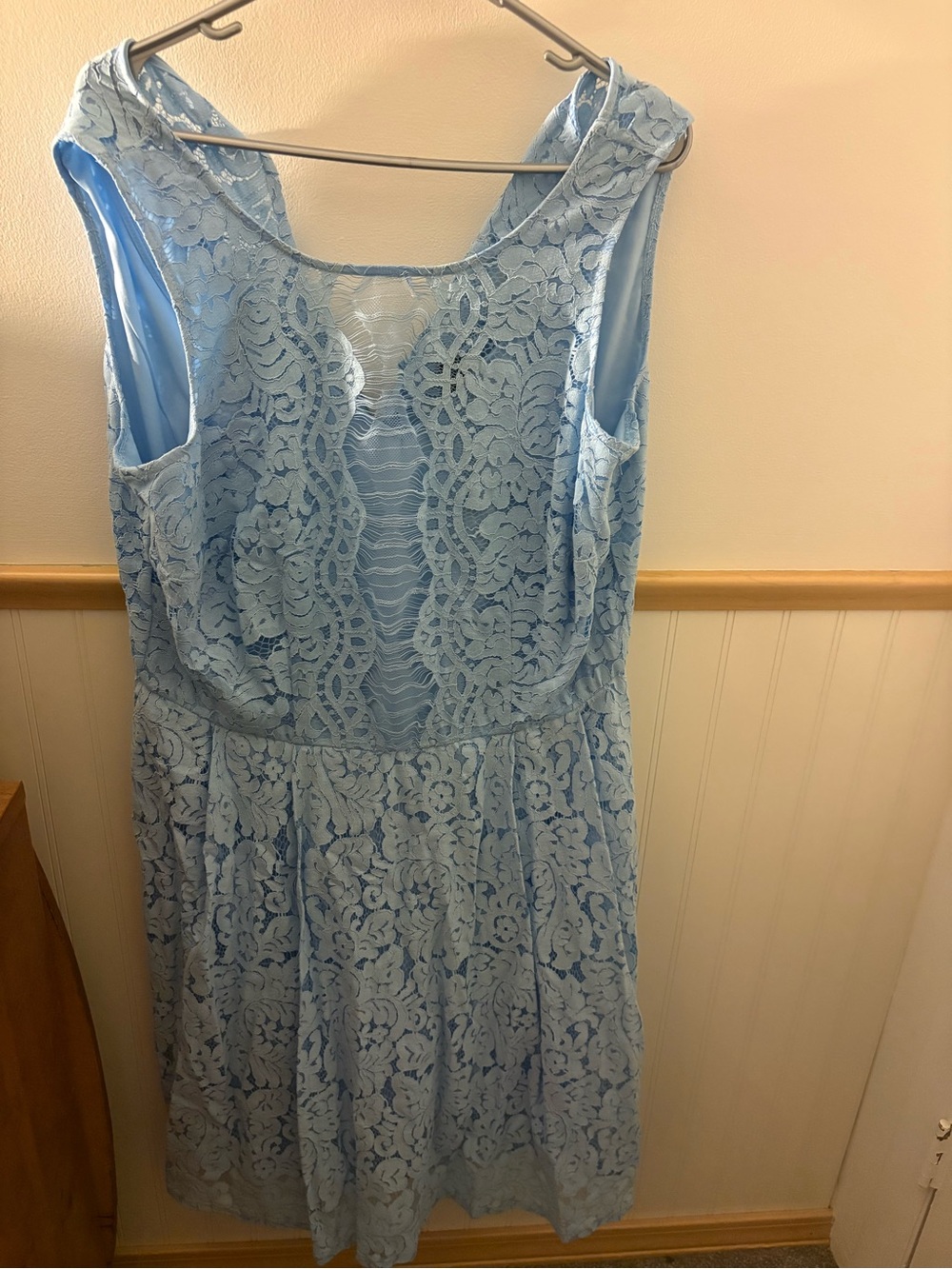 Ashley Stewart Women’s 12W Light Blue Lace Fit-and-Flare Dress